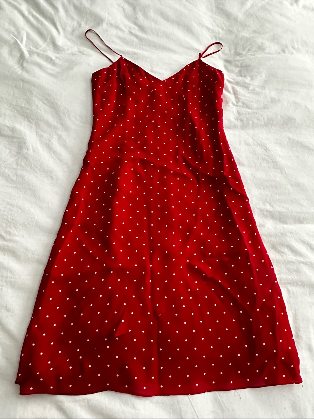 Ralph Lauren Red Polka Dot Slip Midi Dress